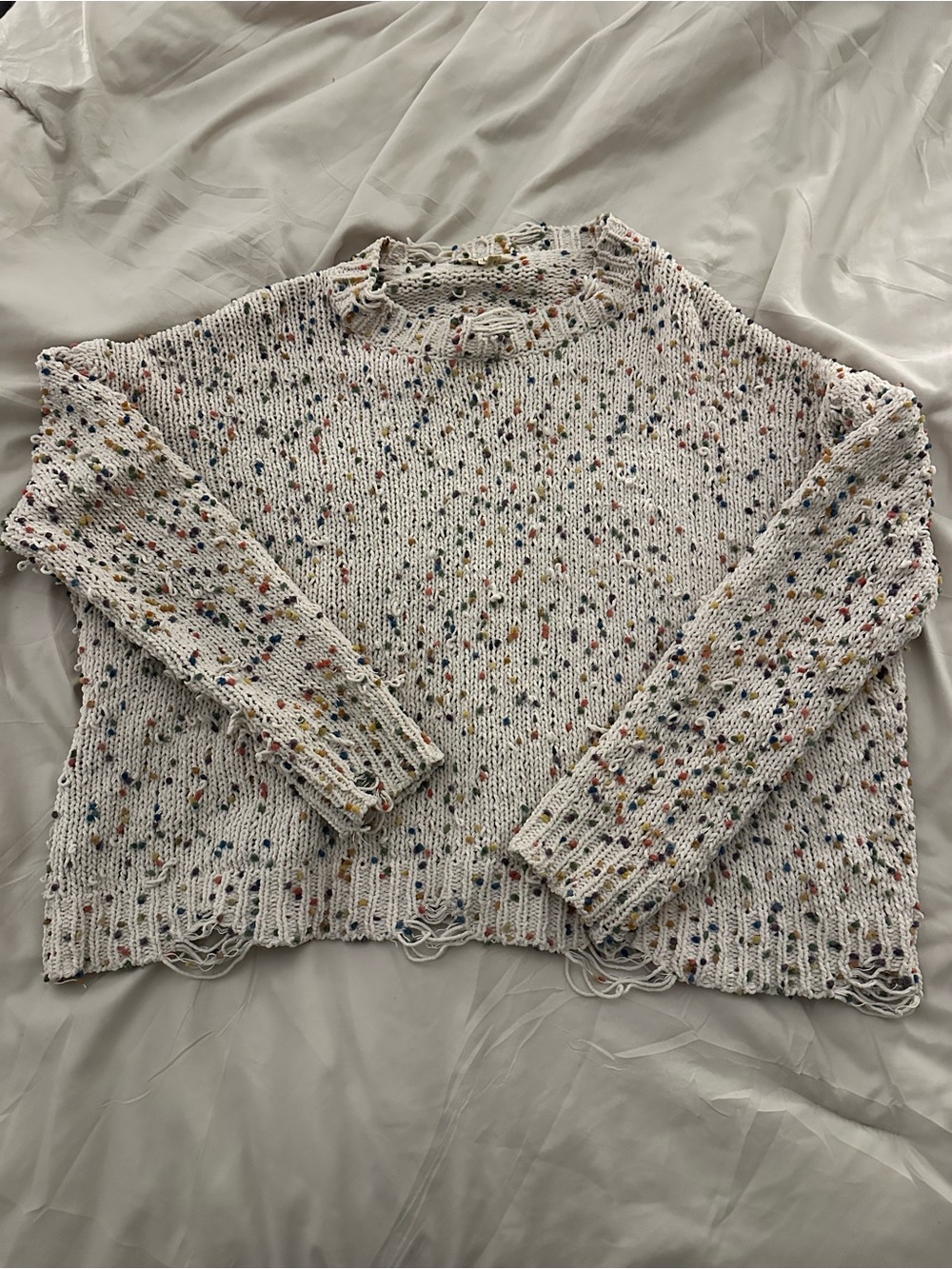 entro Ivory Open-Knit Speckled Pullover